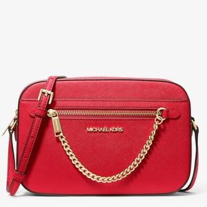 MICHAEL KORS • Jet Set Large Saffiano Leather Crossbody Bag